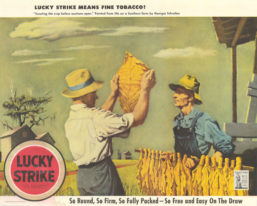 Lucky Strike Means Fine Tobacco. Advertisement 1943 old vintage print picture